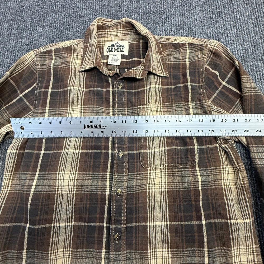 Old Mill Mens Size Large Plaid Flannel Button Down Long Sleeve Cotton Blend - Picture 4 of 10